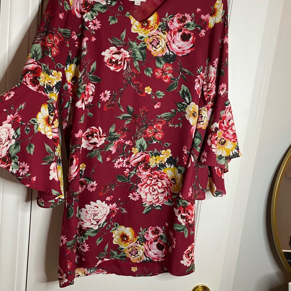 red floral dress
